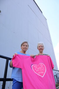 Angela Turner and Joan Woodhouse all set to take on the abseil challenge